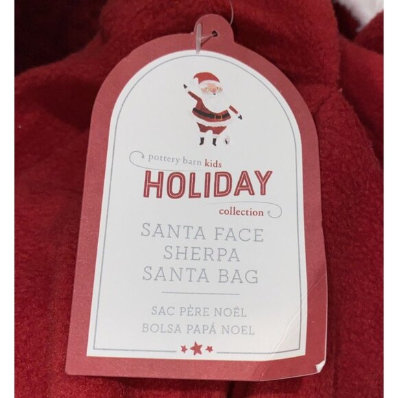 Pottery Barn Red Fleece Christmas Santa Face Sherpa Bag Monogram Johnson 24 x 20 - Picture 9 of 10